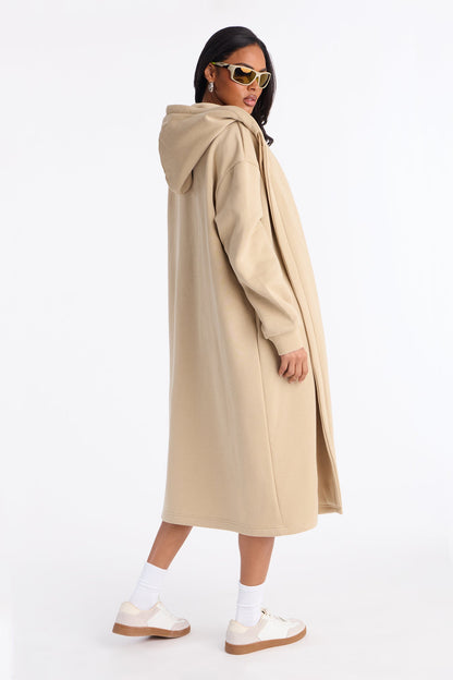 Jolie Cozy Fleece Trench - Taupe