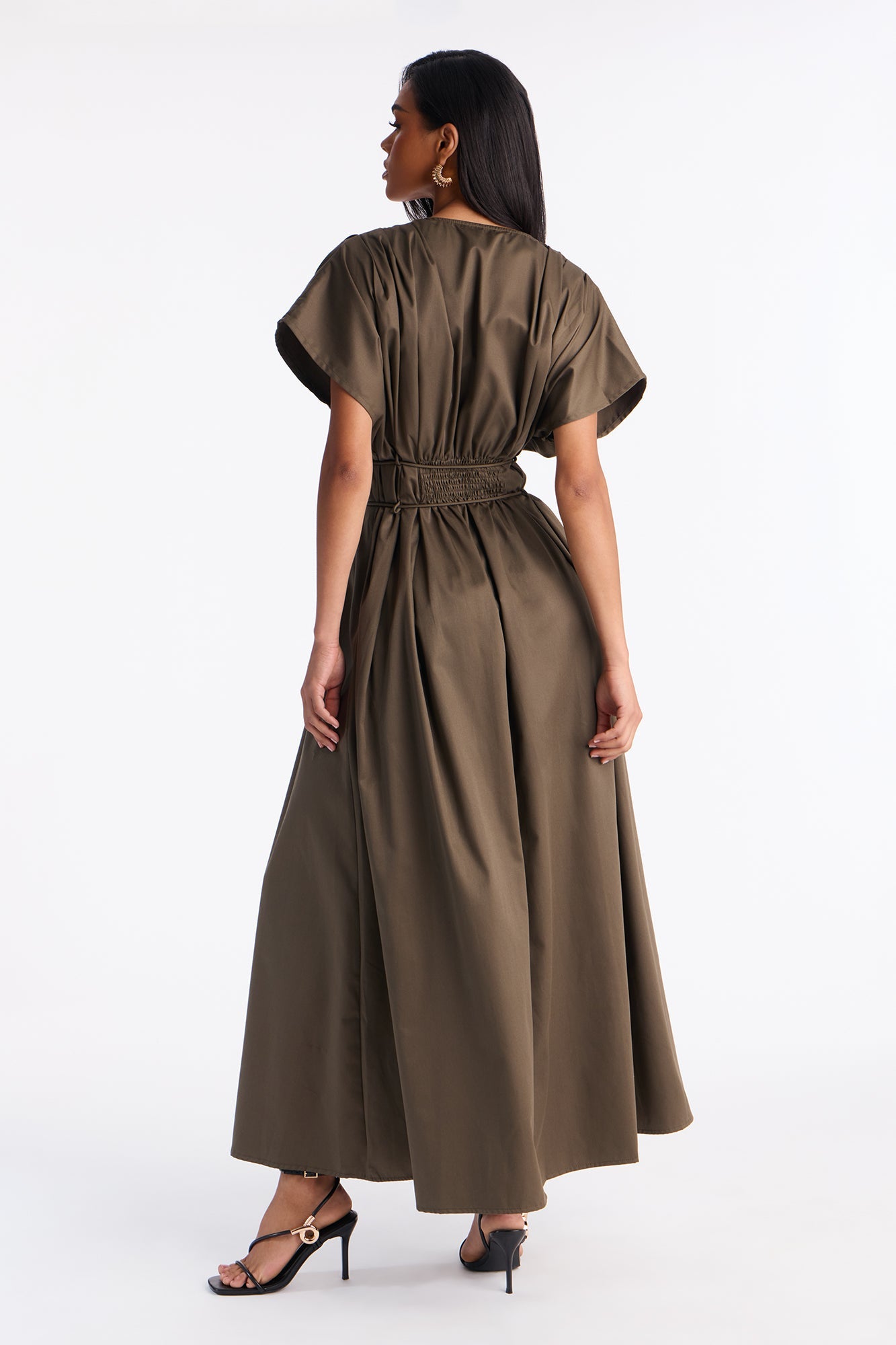 Maya Tie Waist Maxi Dress - Olive