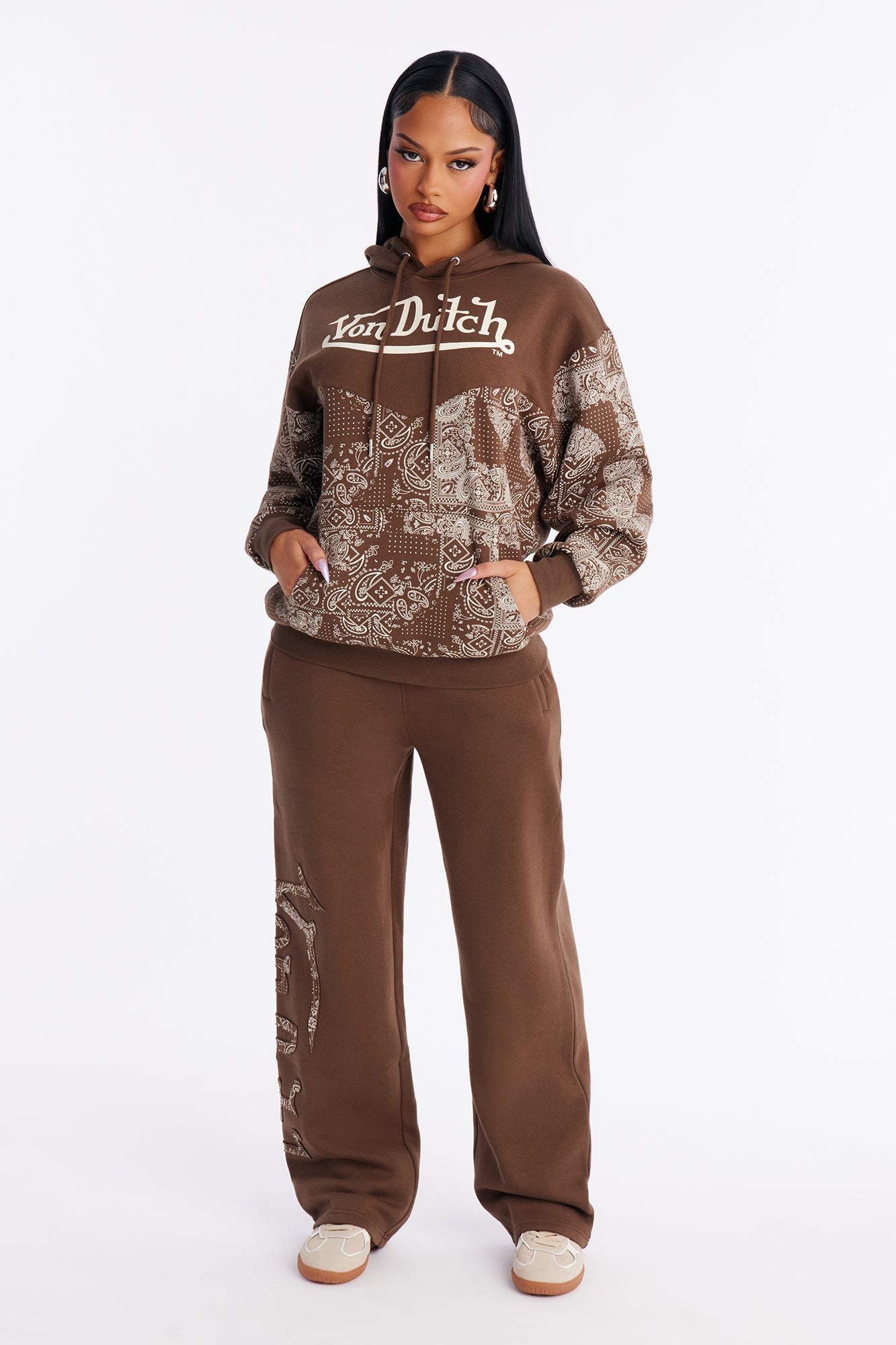 Von Dutch Paisley Wild West Pants - Brown