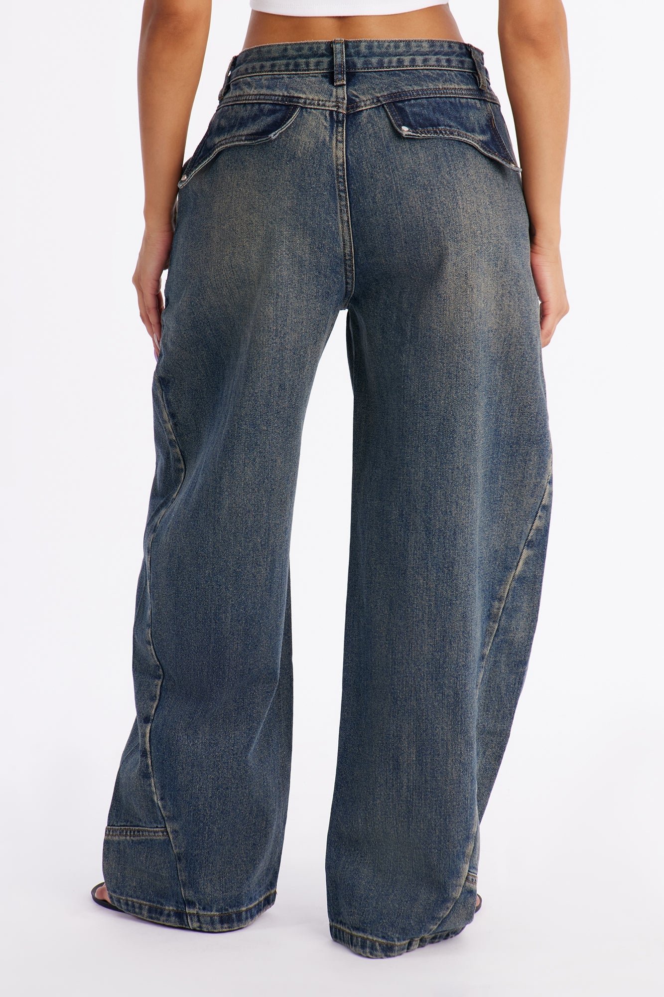Up For Grabs Barrel Leg Jeans - Vintage Wash