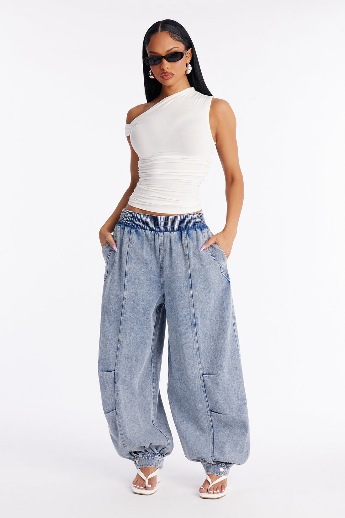 Boca Chica Baggy Pull On Jeans - Light Wash