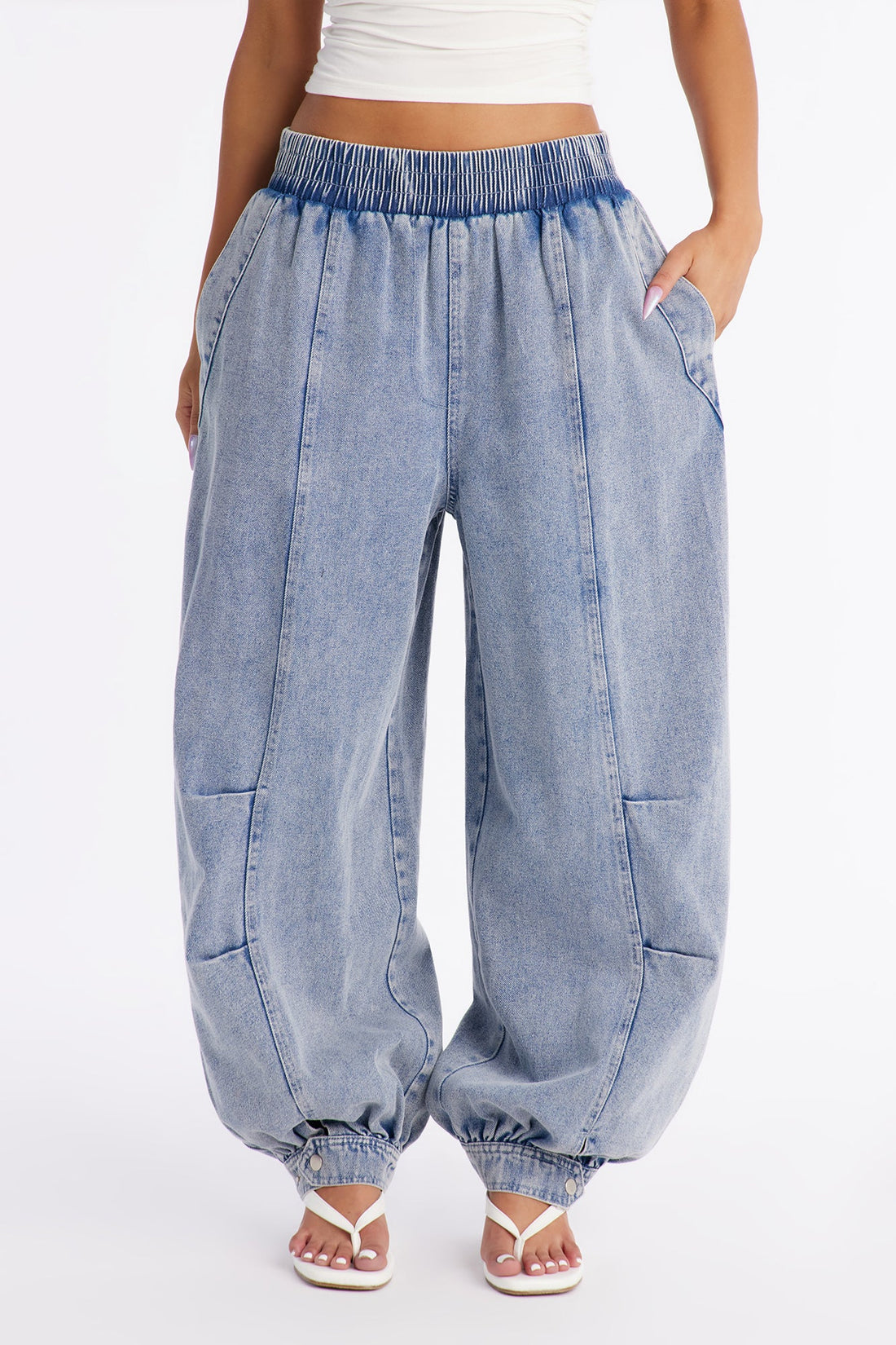 Boca Chica Baggy Pull On Jeans - Light Wash