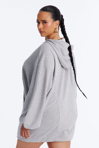 Run This Town Hoodie Sweatshirt Mini Dress - Heather Grey