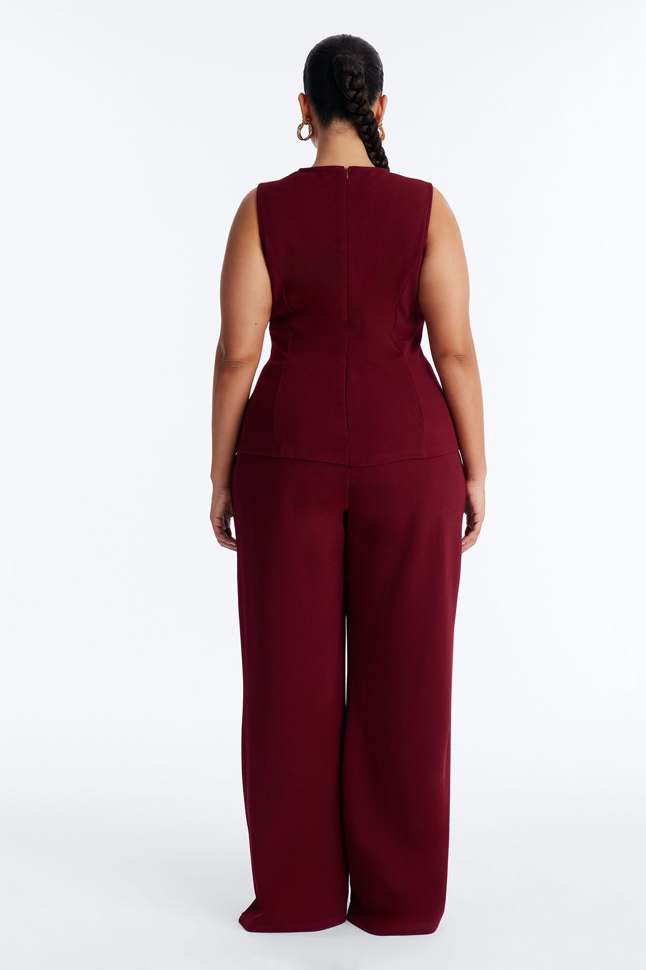 Gelina Square Neck Wide Leg Jumpsuit - Wine