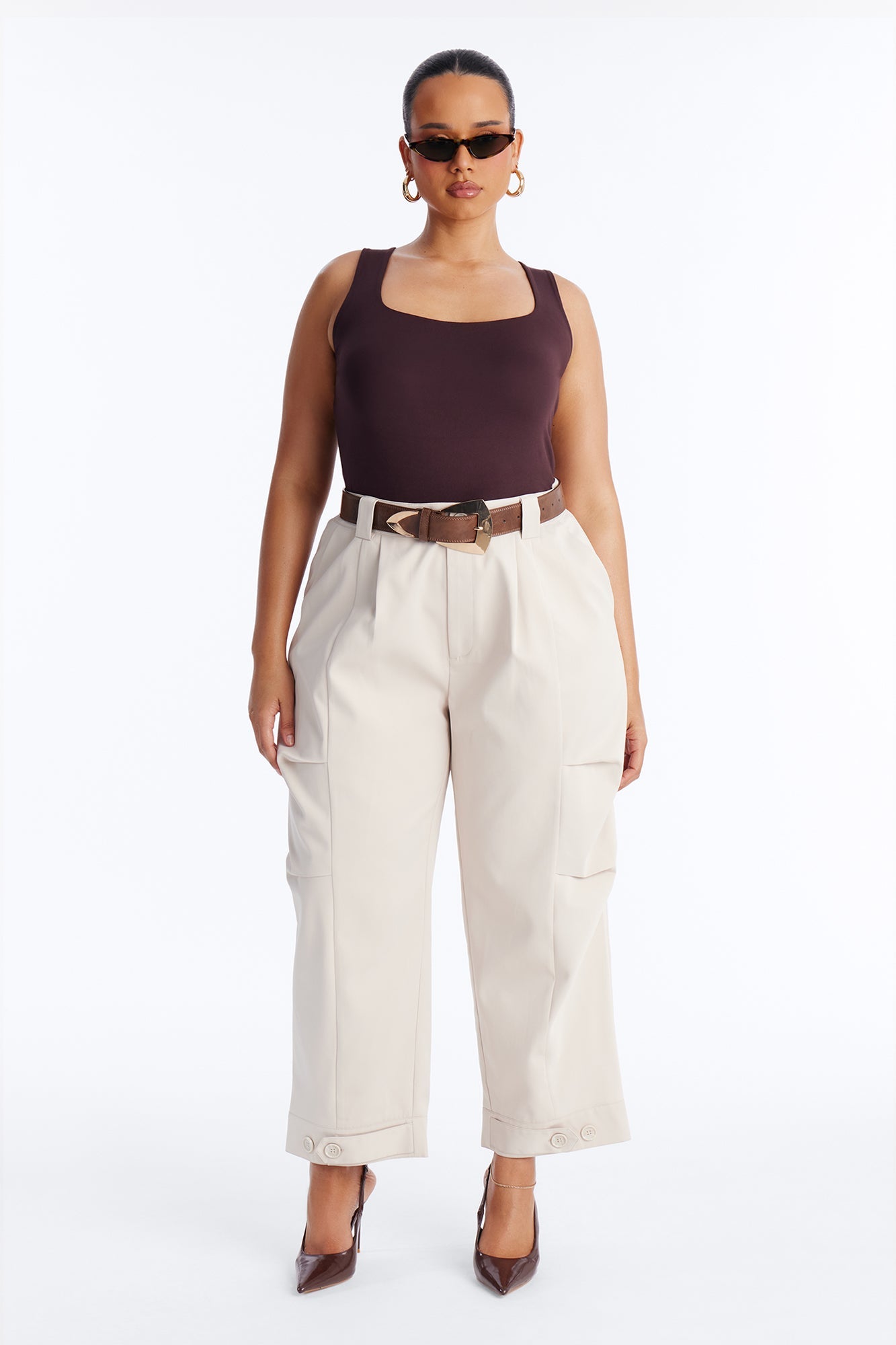 Kayla Barrel Leg Pant - Stone