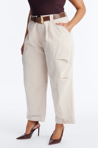 Kayla Barrel Leg Pant - Stone