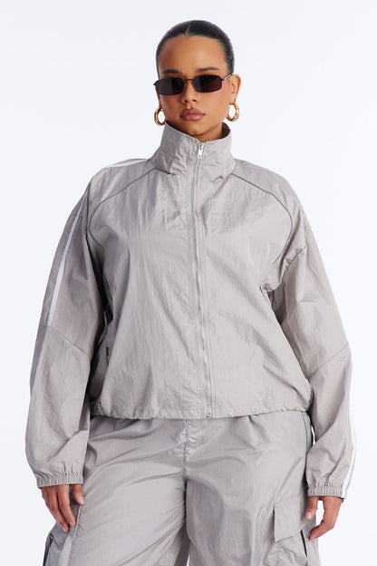 Life Of Leisure Windbreaker Funnel Neck Jacket - Grey