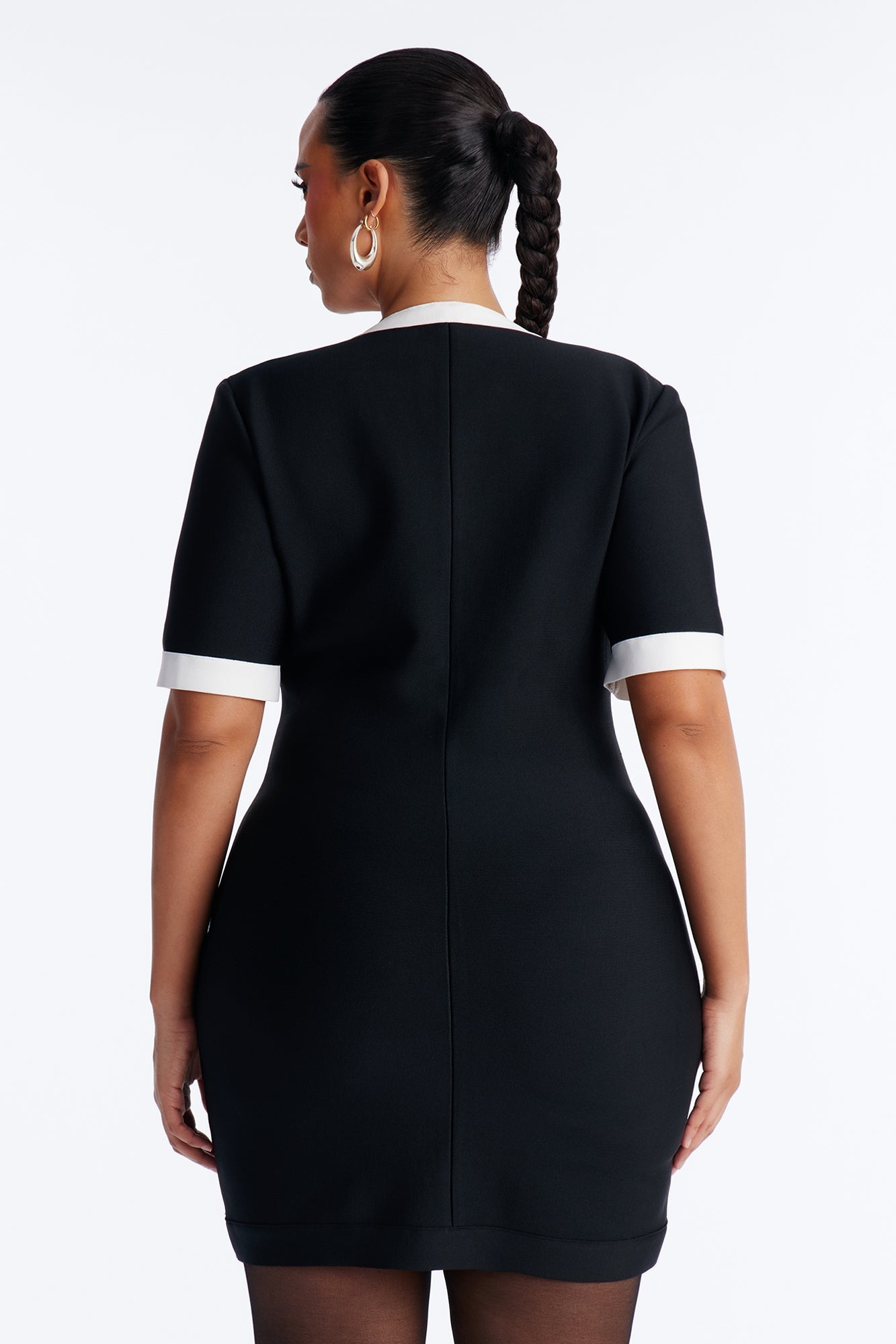 Sweet Authority Contrast Trim Bandage Mini Dress - Black/White