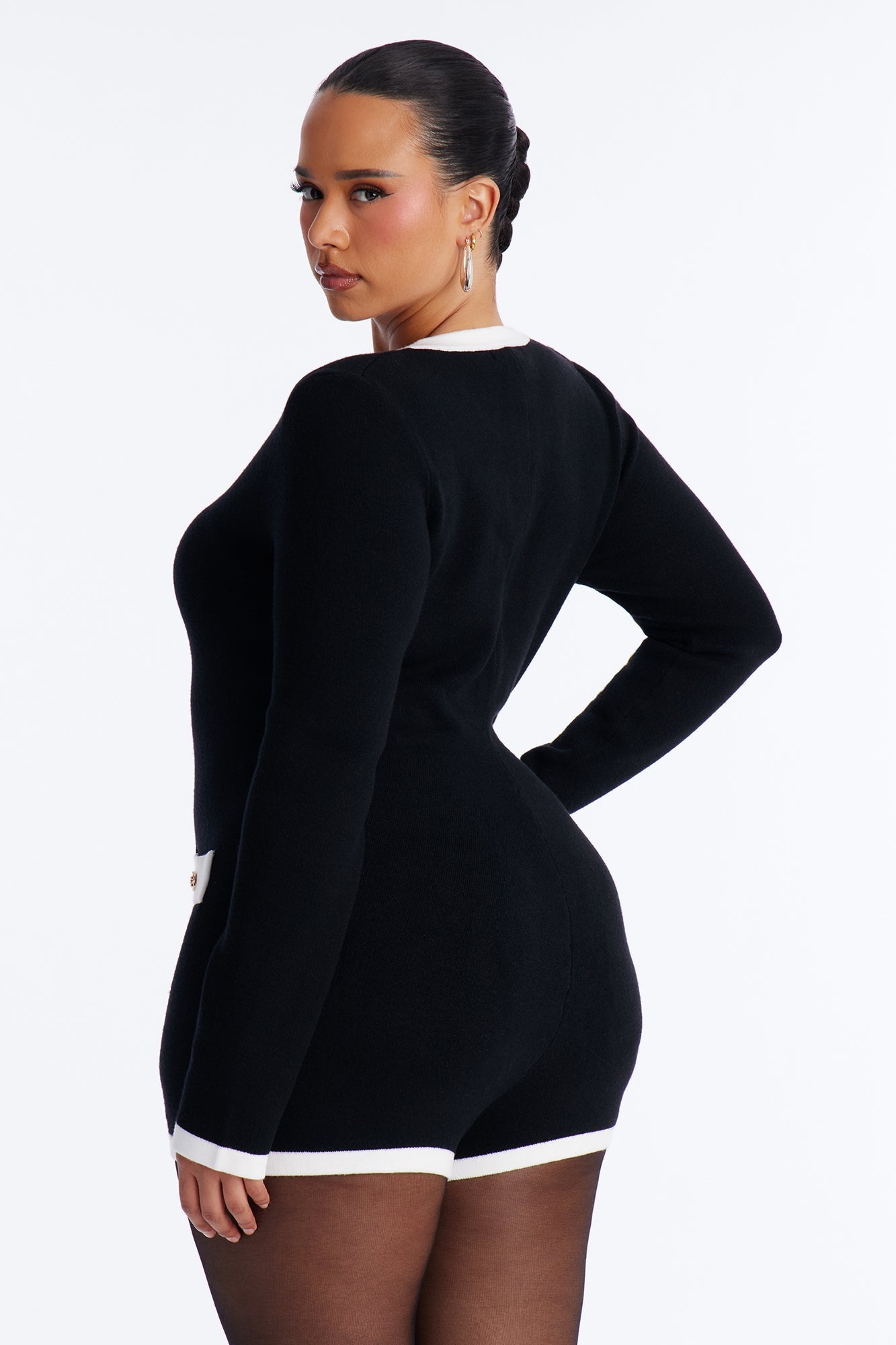 Ophelia Knit Micro Short Romper - Black