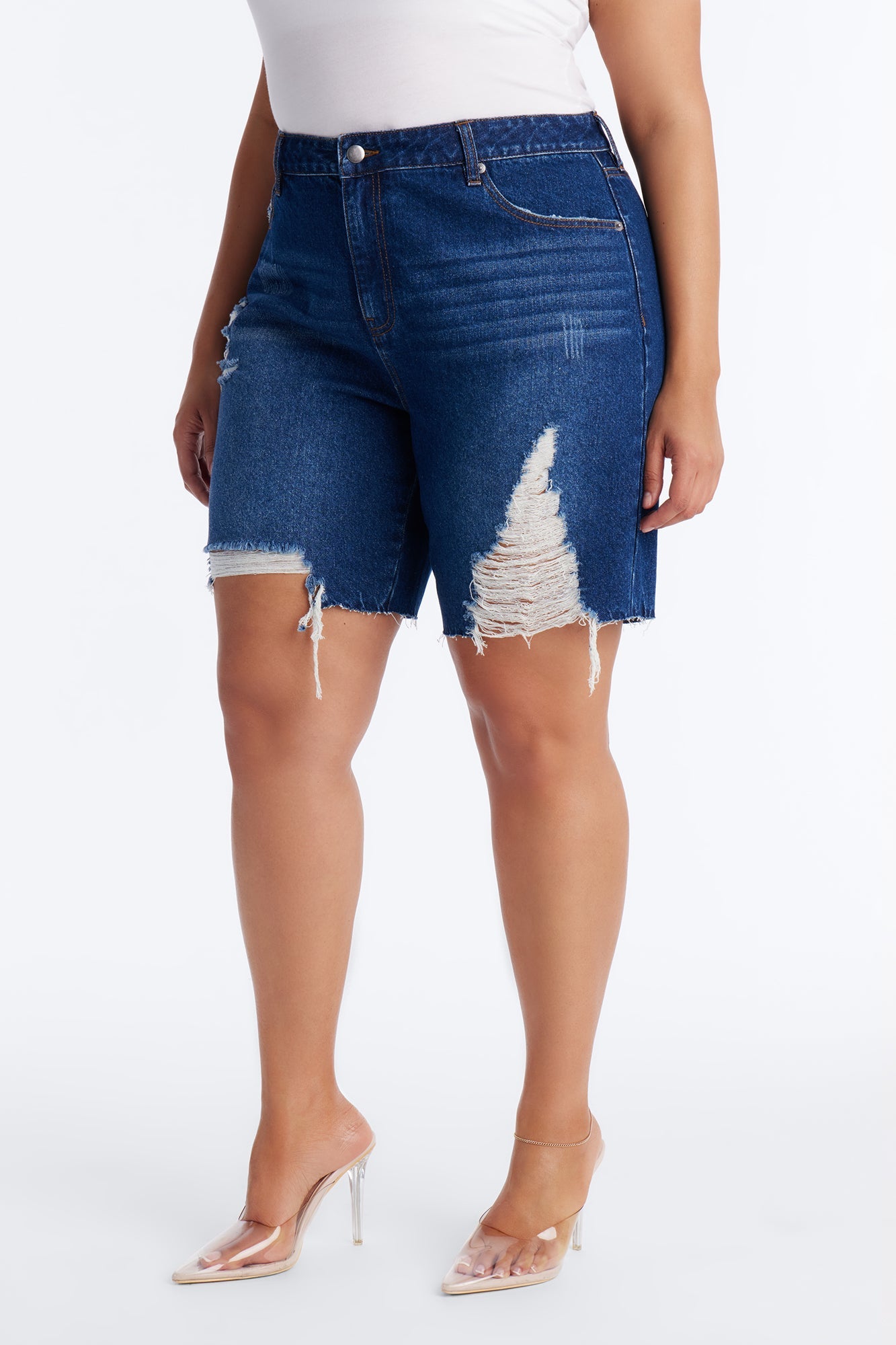 Wild And Free Non Stretch Denim Bermuda Shorts - Dark Wash