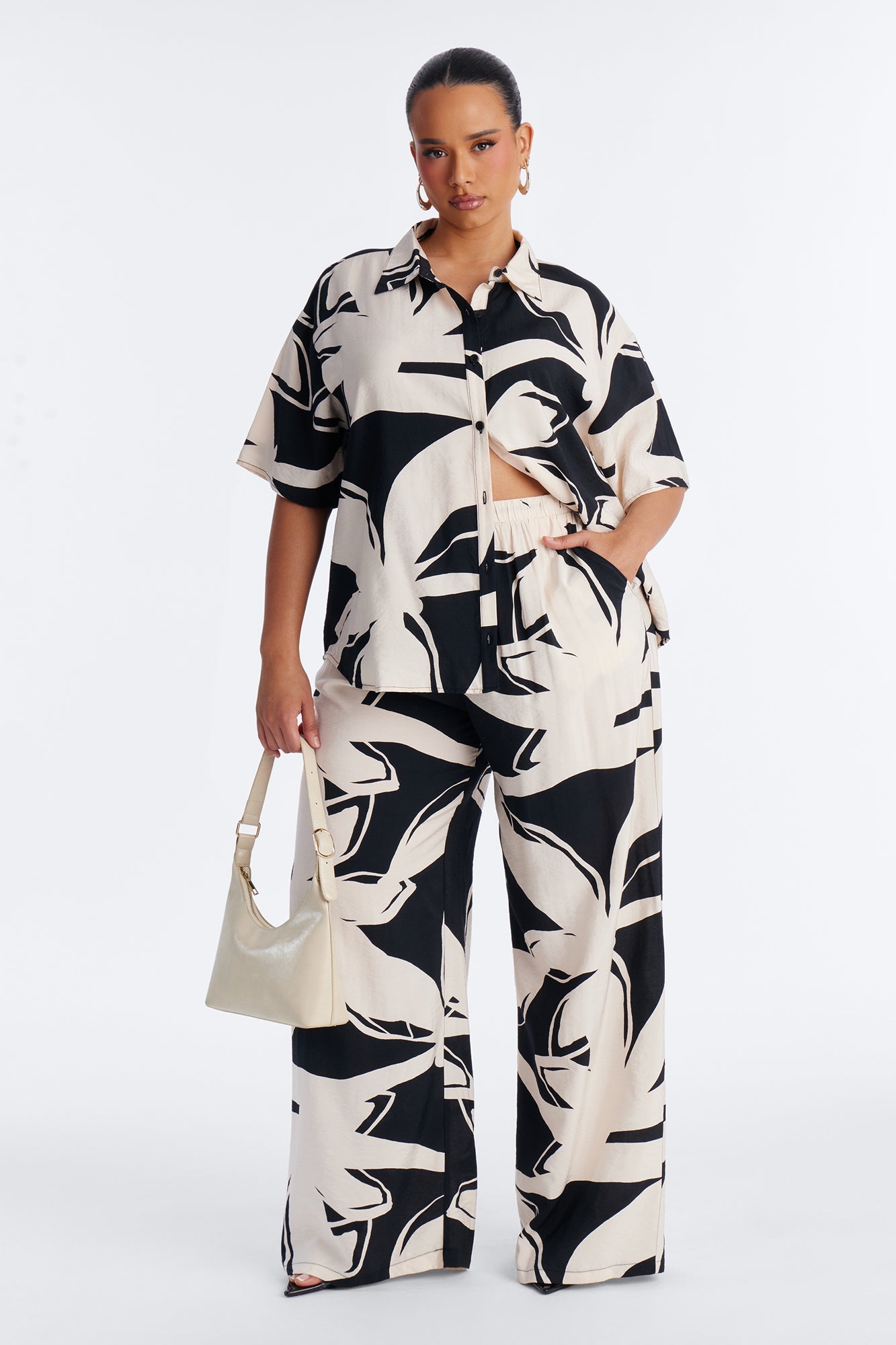 Ready For Vacay Wide Leg Pant Set - Black/White