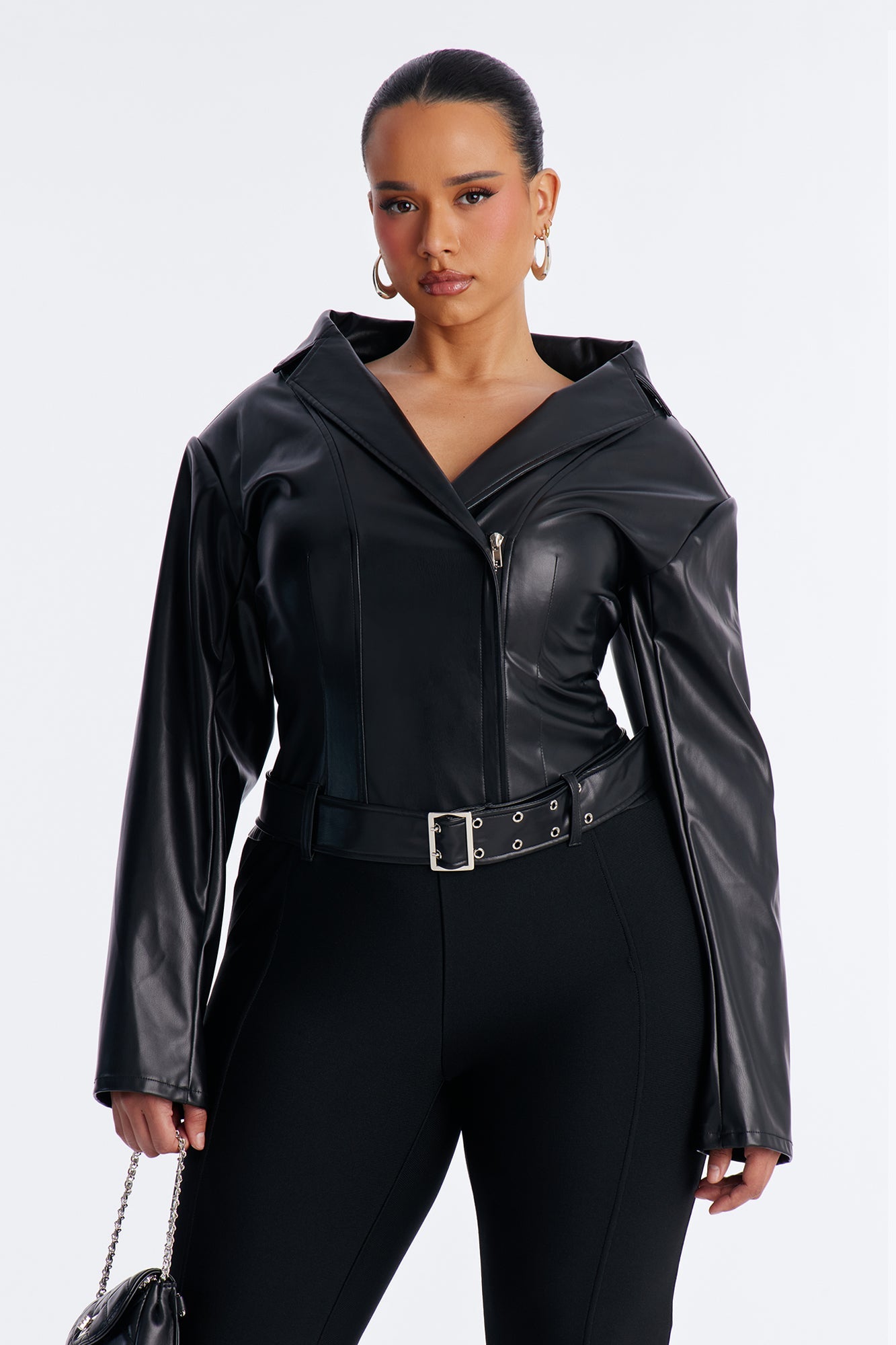 Run The Streets Bandage Moto Jumpsuit - Black