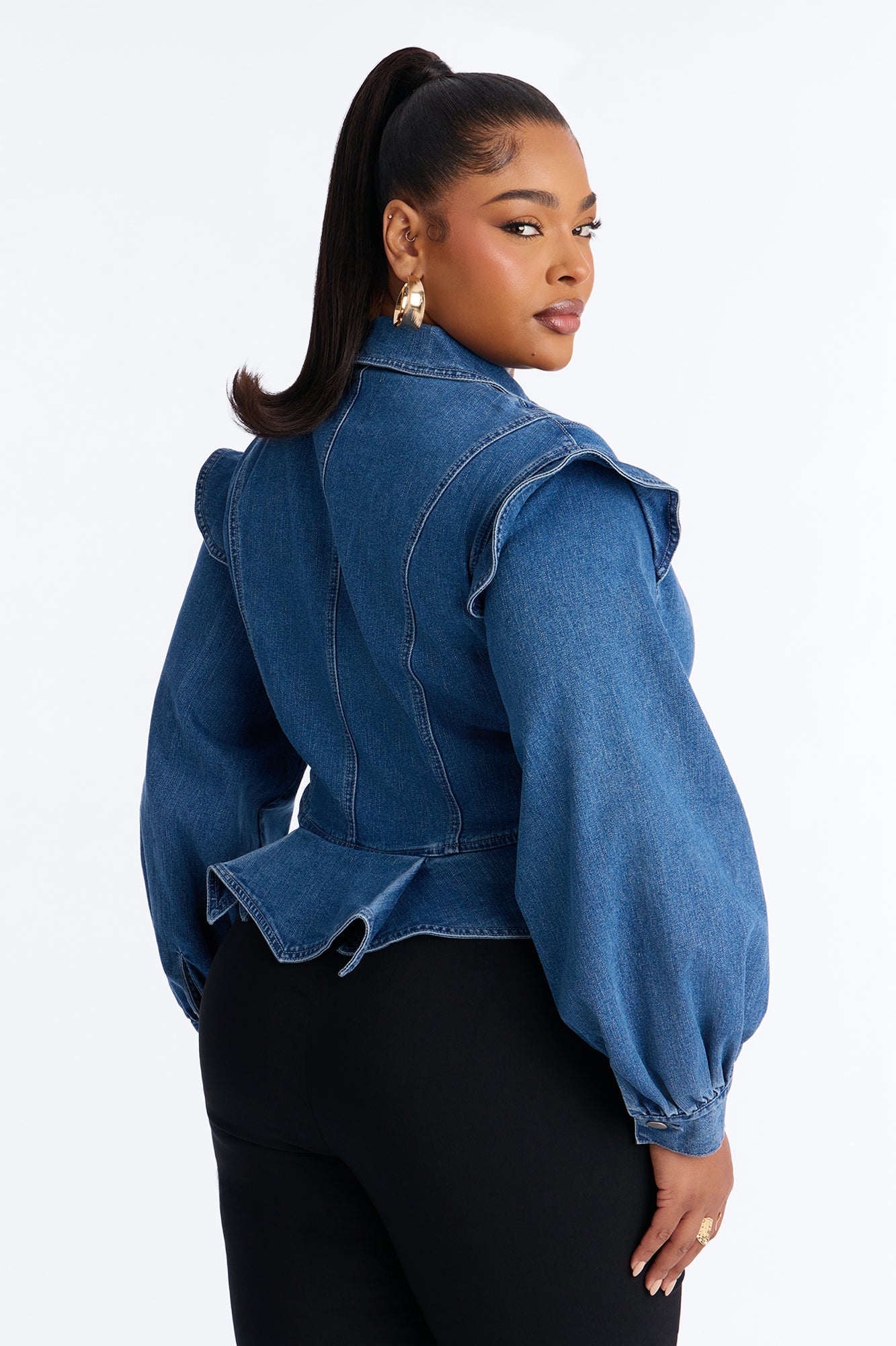 Her Majesty Zip Up Denim Jacket - Medium Blue Wash