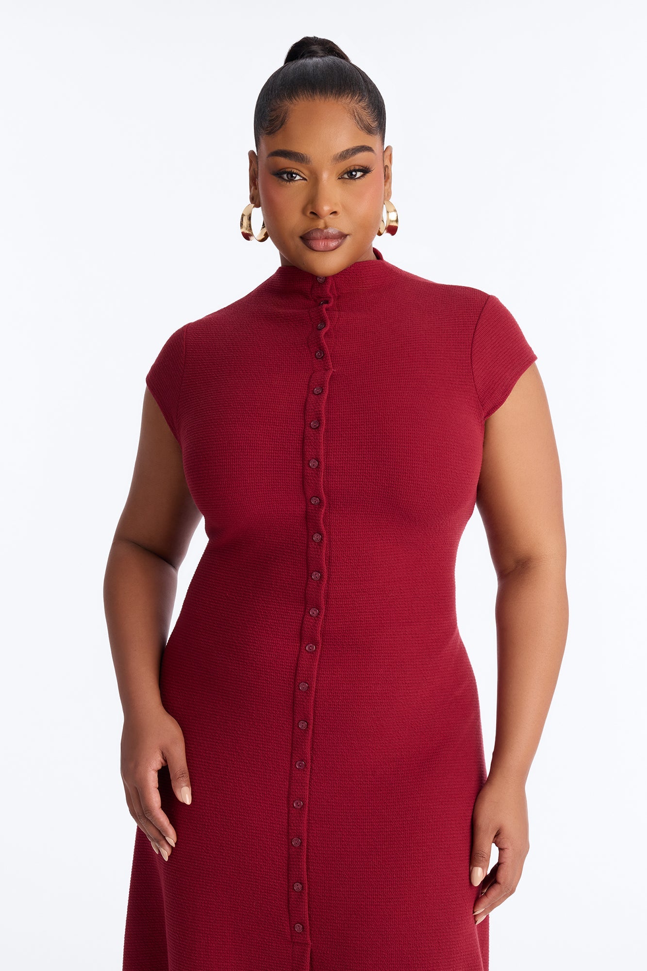 Dara Textured Midi Dress - Wine