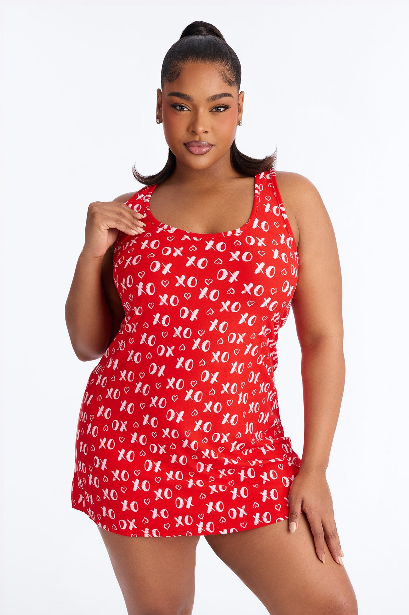 Hugs And Kisses PJ Sleep Dress - Red/White
