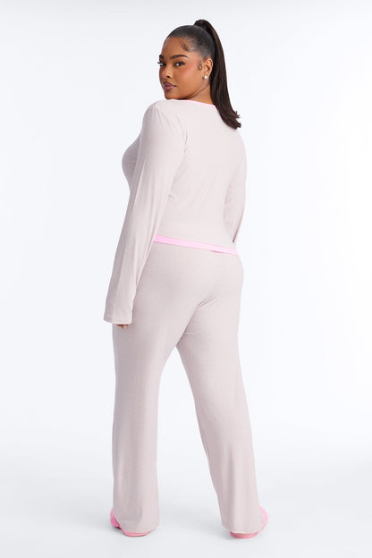 Ready For Bed Long Sleeve PJ Pant Set - Heather Grey
