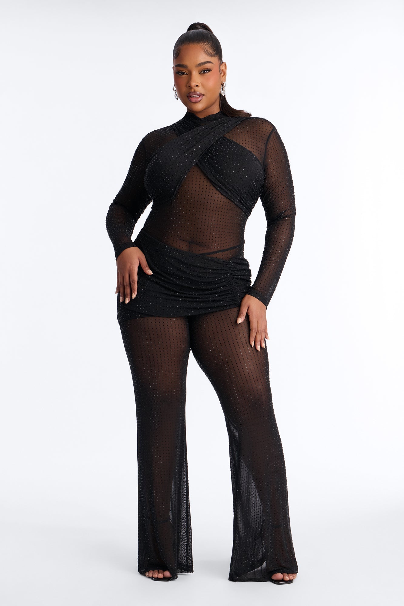 Evangeline Embellished Straight Leg Jumpsuit - Black