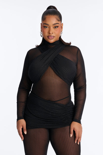 Evangeline Embellished Straight Leg Jumpsuit - Black