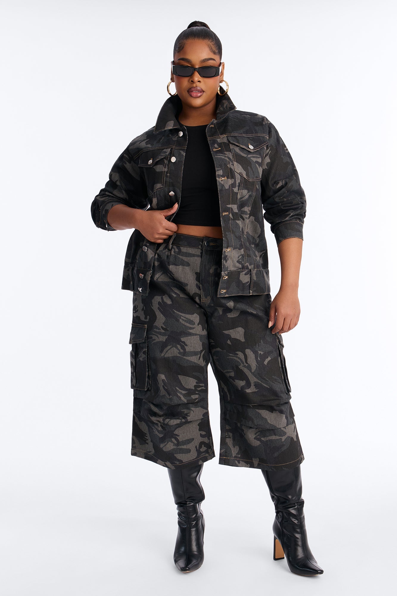 Camryn Camo Cargo Jort Set - Olive/combo