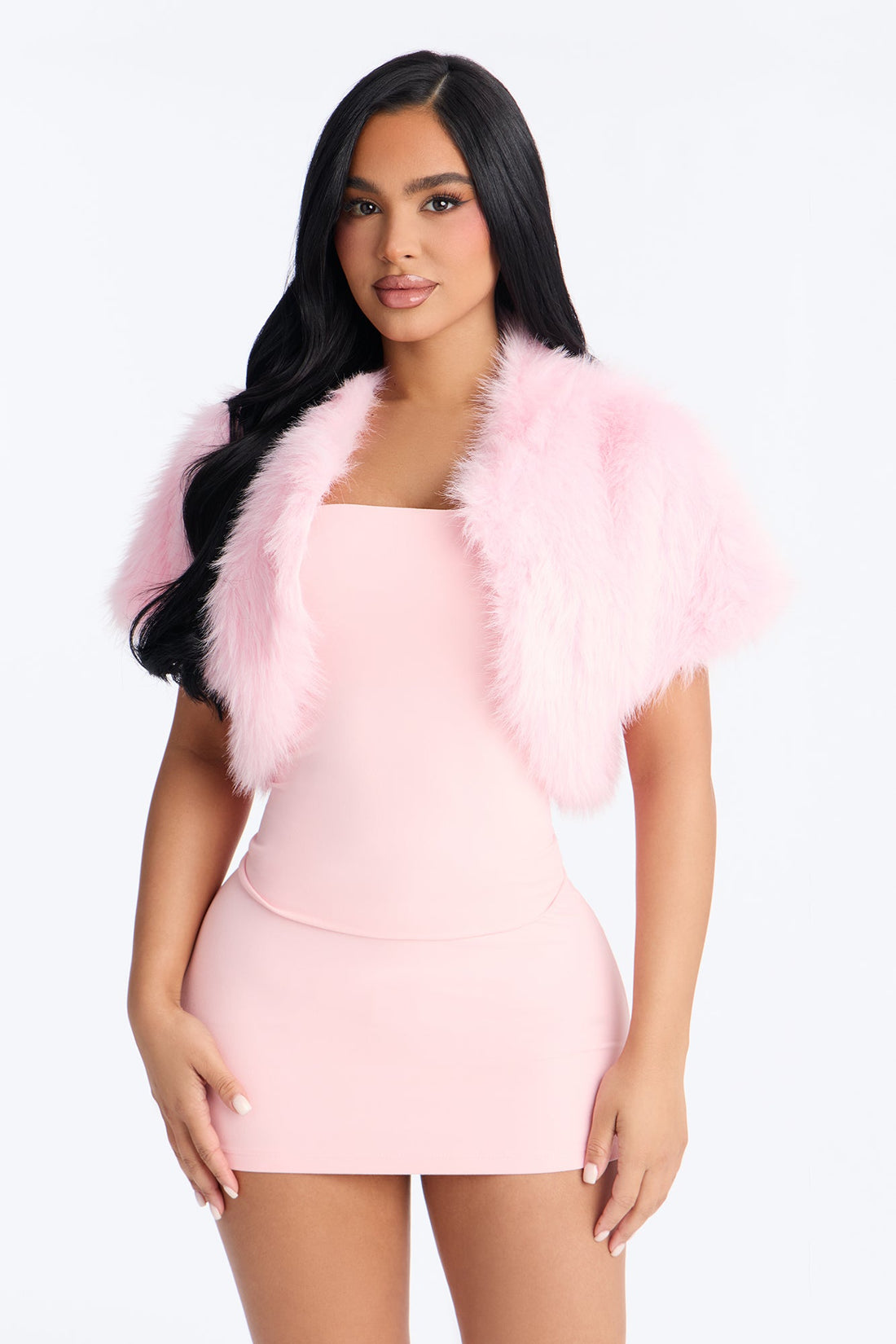Kimberly Faux Fur Bolero - Light Pink