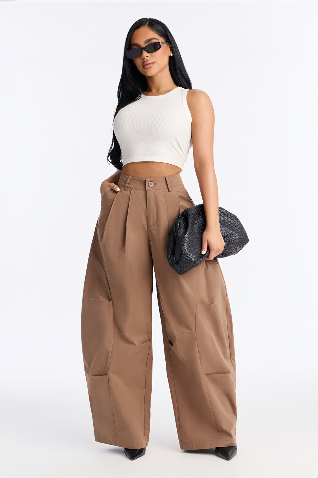 Cooler Than You Barrel Leg Pant 30″ - Caffe