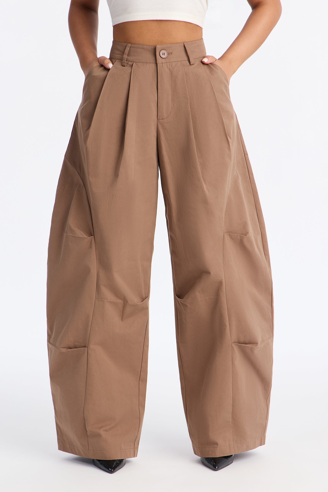 Cooler Than You Barrel Leg Pant 30″ - Caffe