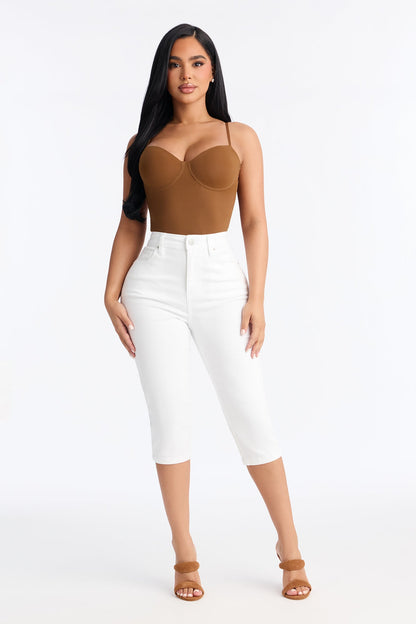 Summer Skies Stretch Pedal Pusher Jean - White