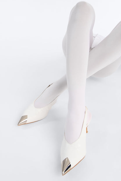 Kiros Croc Slingback Pumps - White
