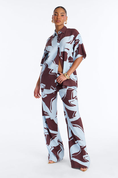 Ready For Vacay Wide Leg Pant Set - Brown