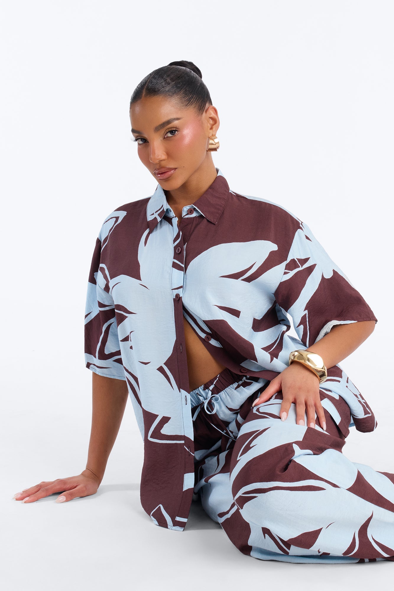Ready For Vacay Wide Leg Pant Set - Brown