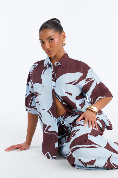 Ready For Vacay Wide Leg Pant Set - Brown