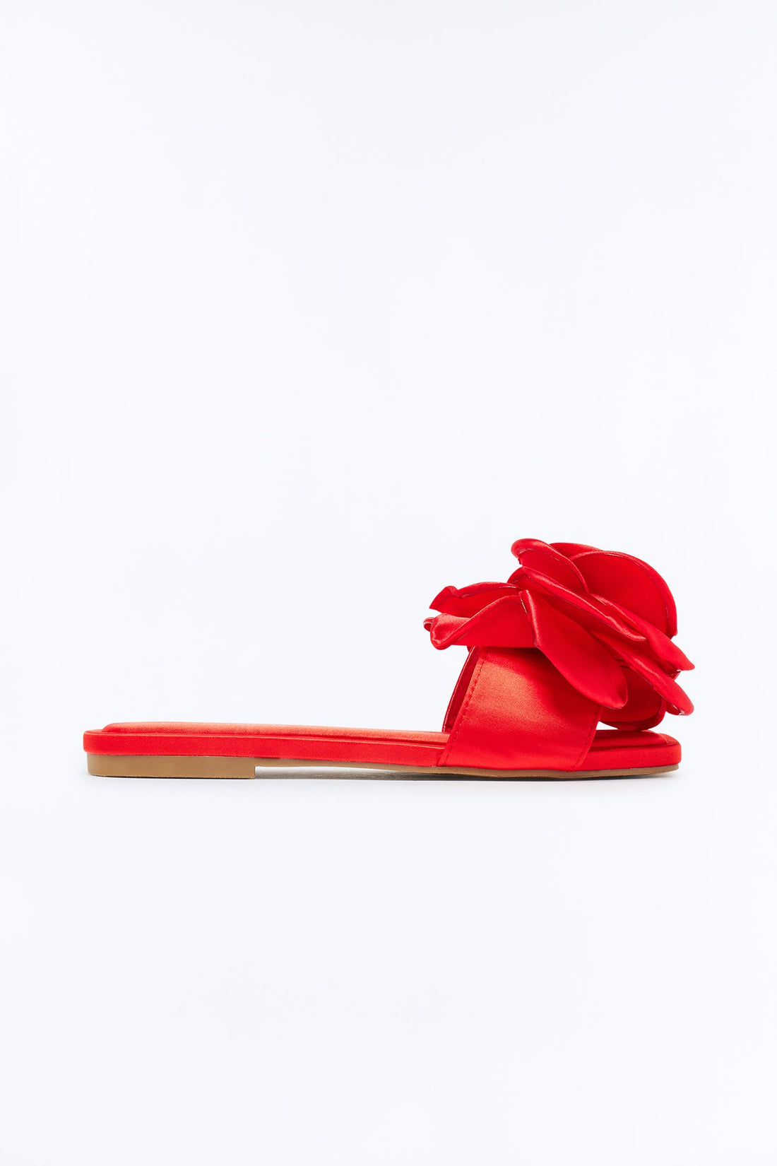 Verity Satin Flower Sandals - Red