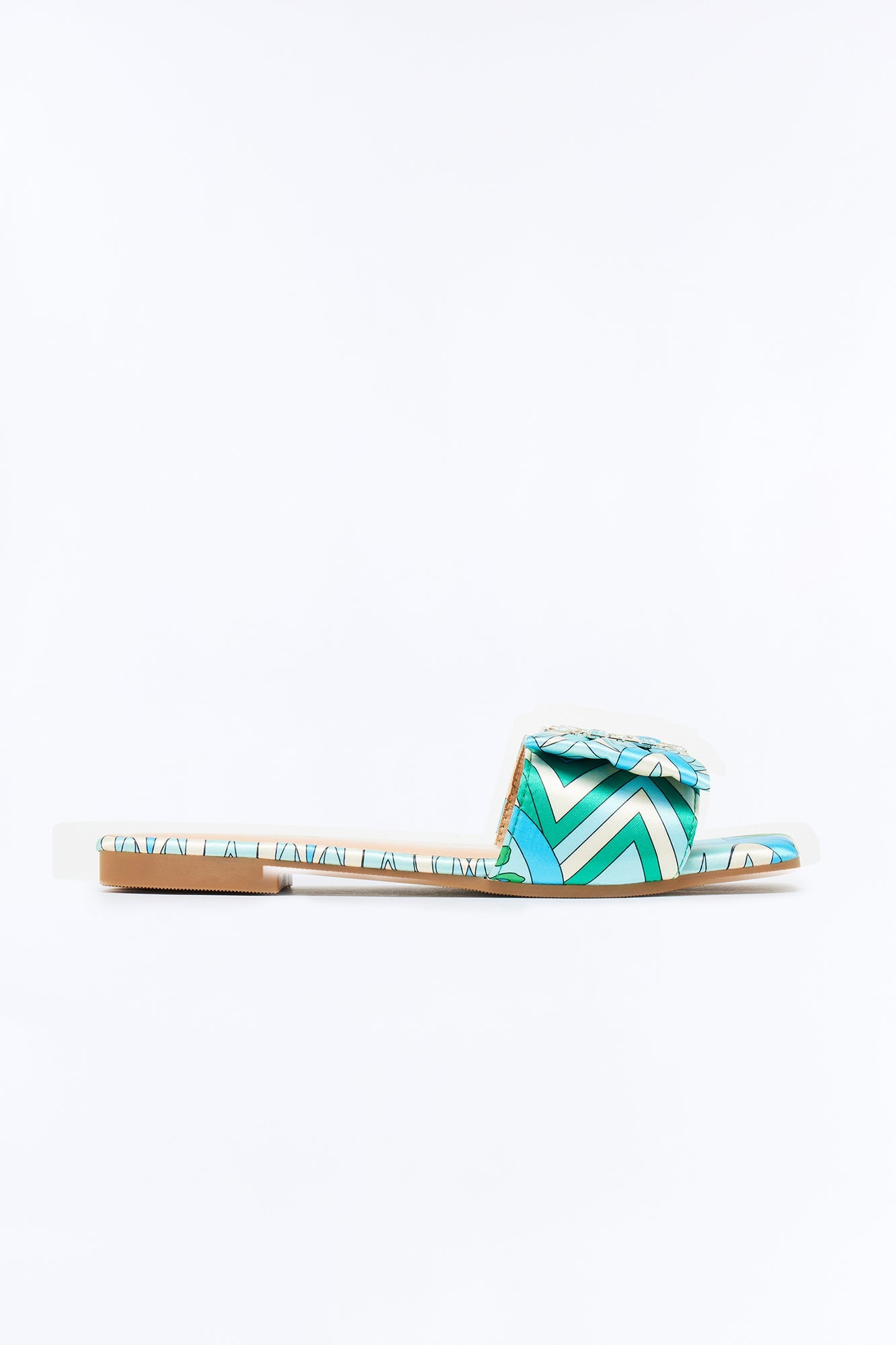 Misha Rhinestone Slip On Sandals - Blue