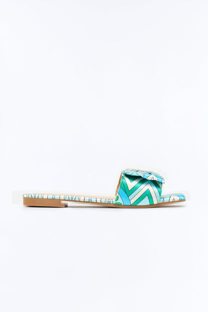 Misha Rhinestone Slip On Sandals - Blue