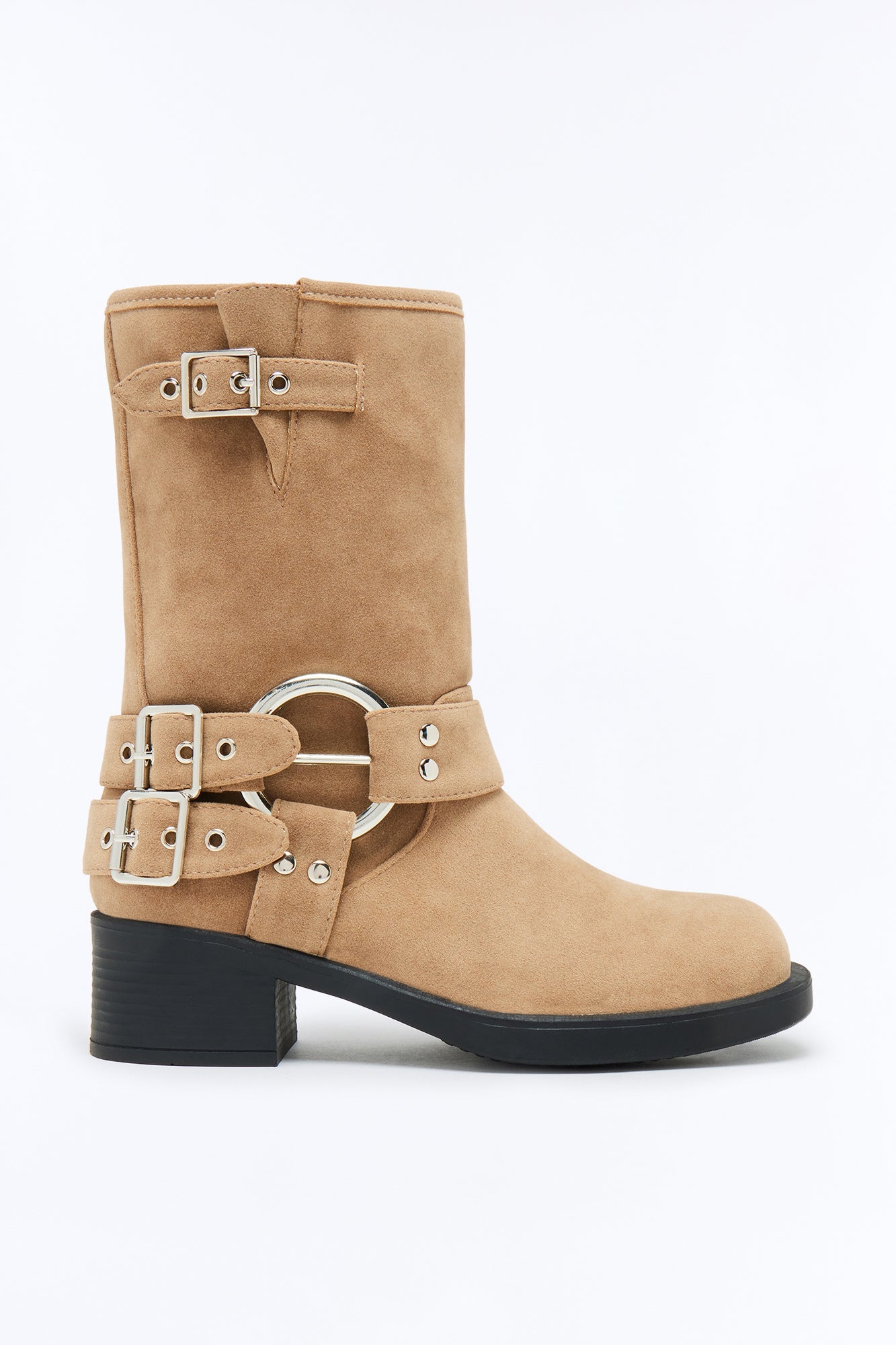 Tough Love Buckle Booties - Taupe