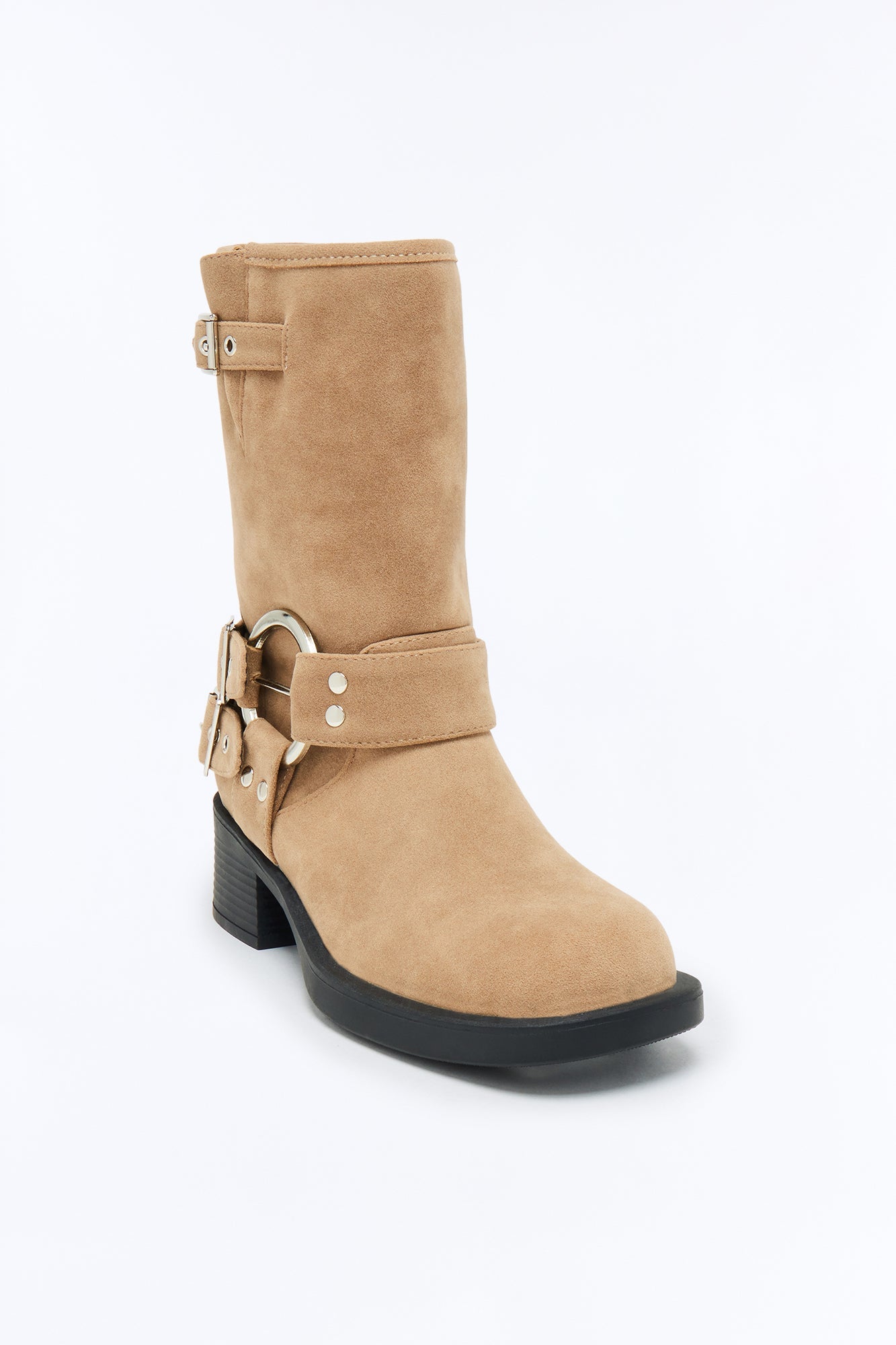 Tough Love Buckle Booties - Taupe