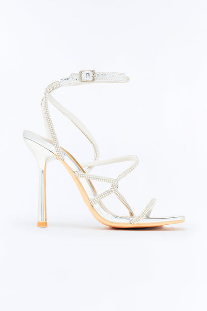 Trinity Rhinestone Heels - Silver