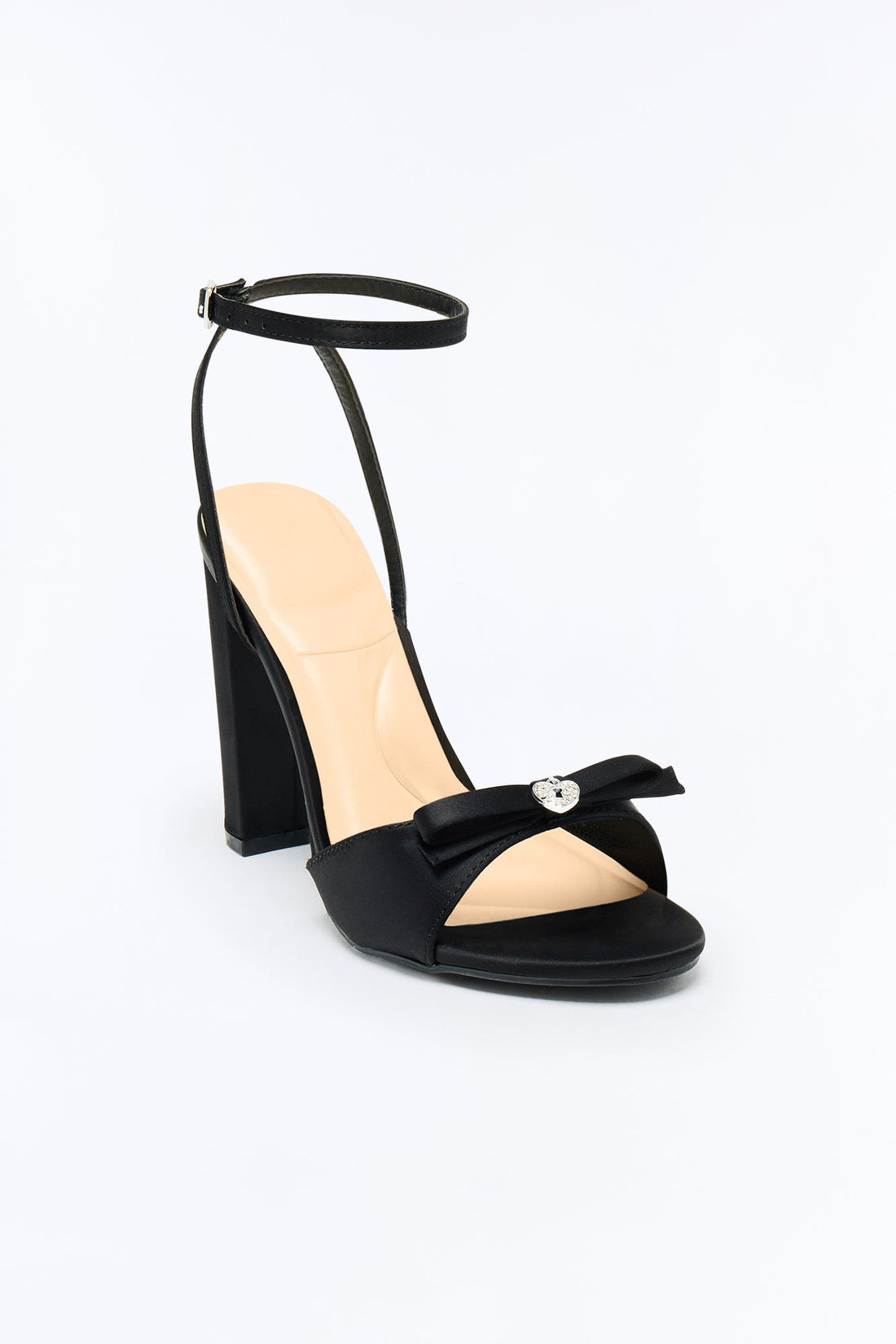 Nikki Satin Bow Heels - Black