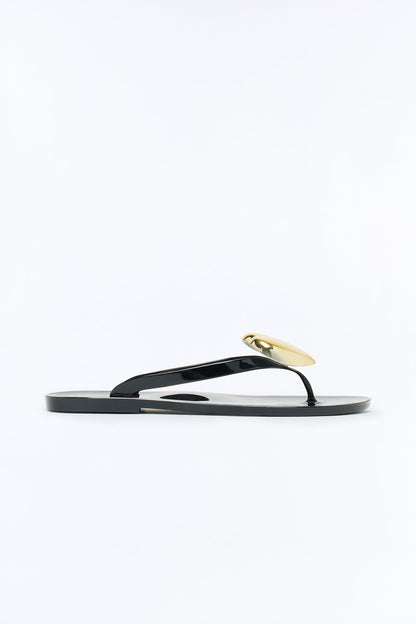 Ravi Heart Jelly Flip Flops - Black