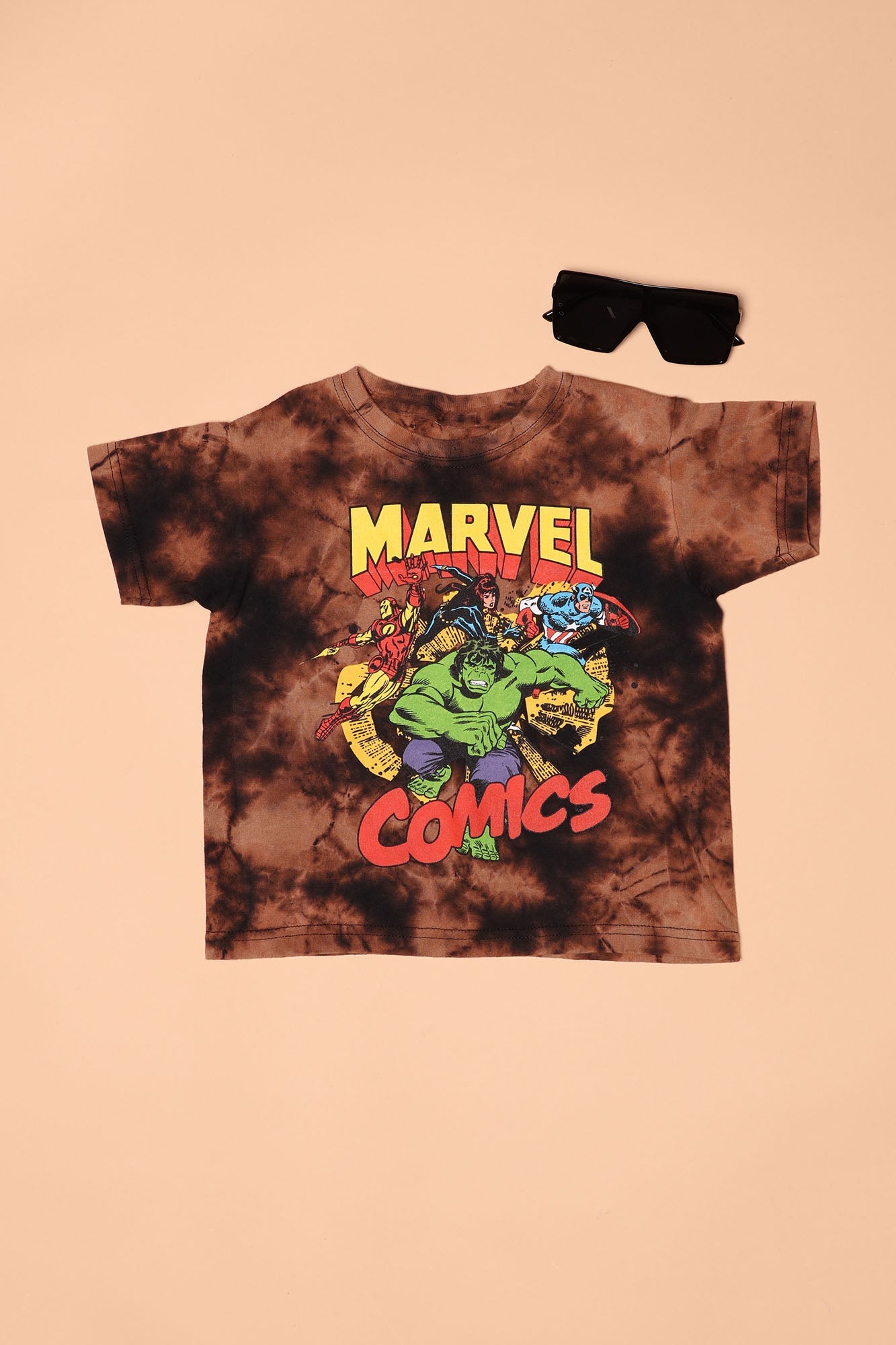 Mini Marvel Comics Tie Dye Tee - Black/Brown