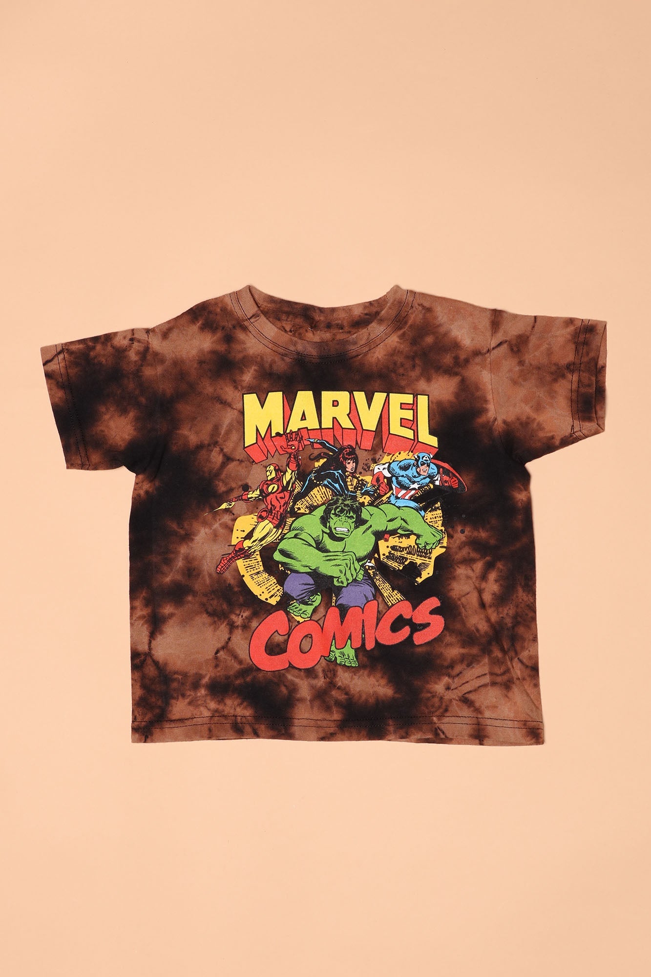 Mini Marvel Comics Tie Dye Tee - Black/Brown