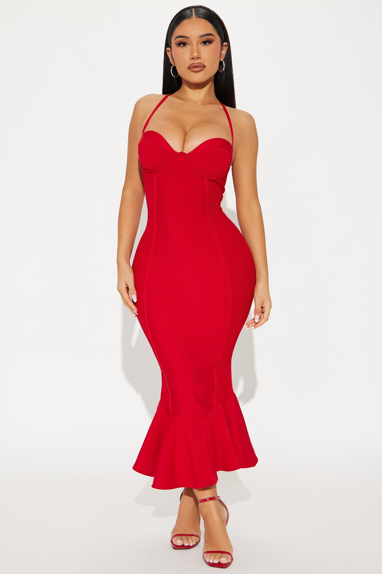 Speak The Truth Bandage Midi Dress - Red
