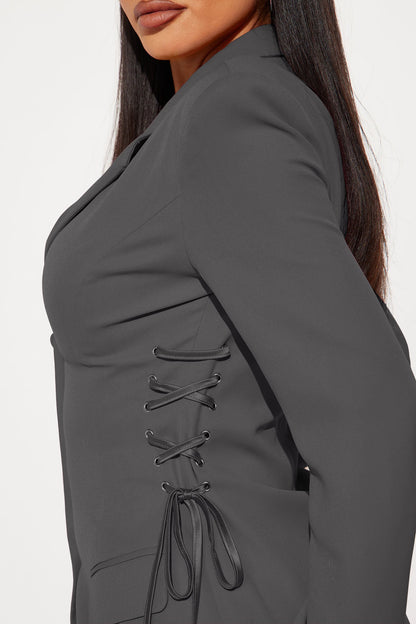 Jade Blazer Mini Dress - Gunmetal