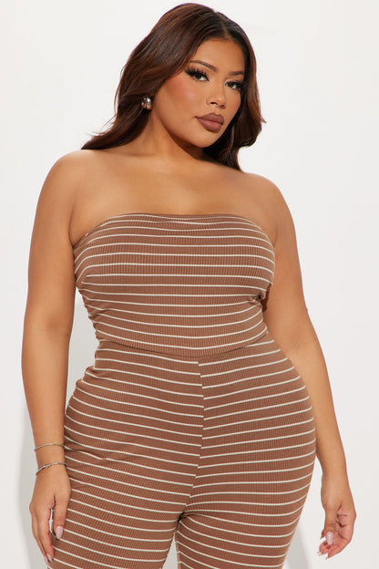Instant Connection Jumpsuit Set - Mocha/combo