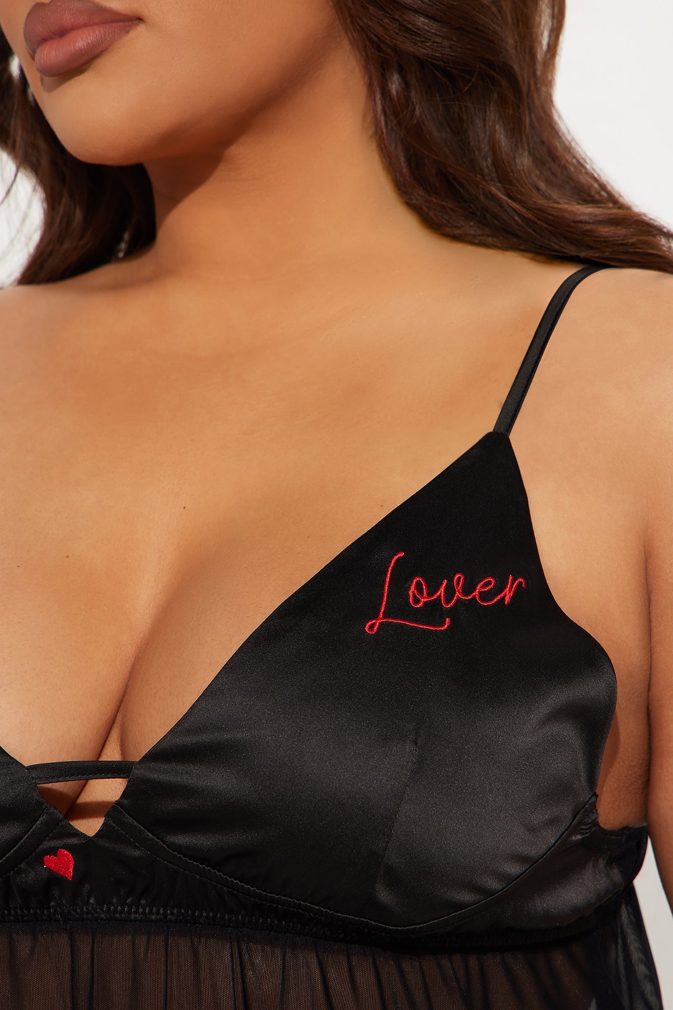 Gabrielle Be My Lover Embroidered Babydoll - Black