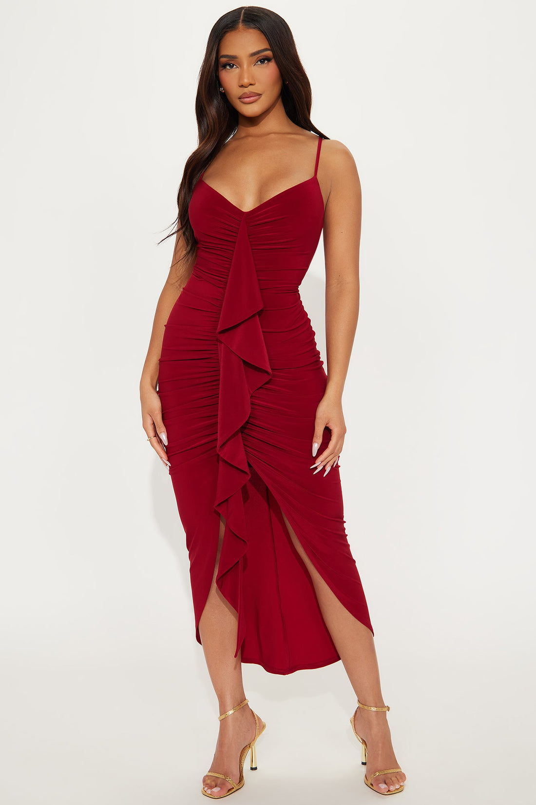 Gloria Midi Dress - Wine