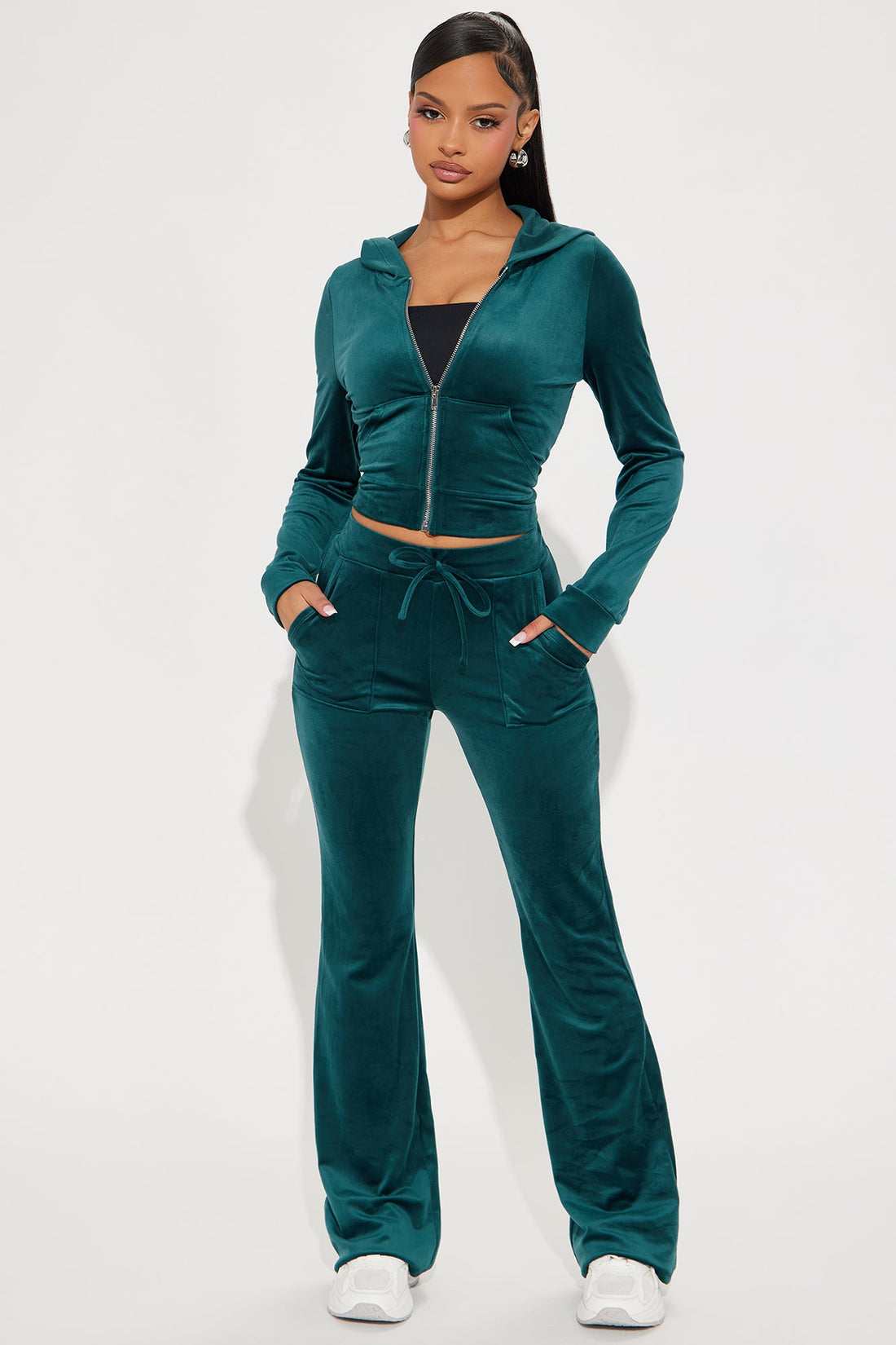 My Go To Velour Pant Set - Hunter