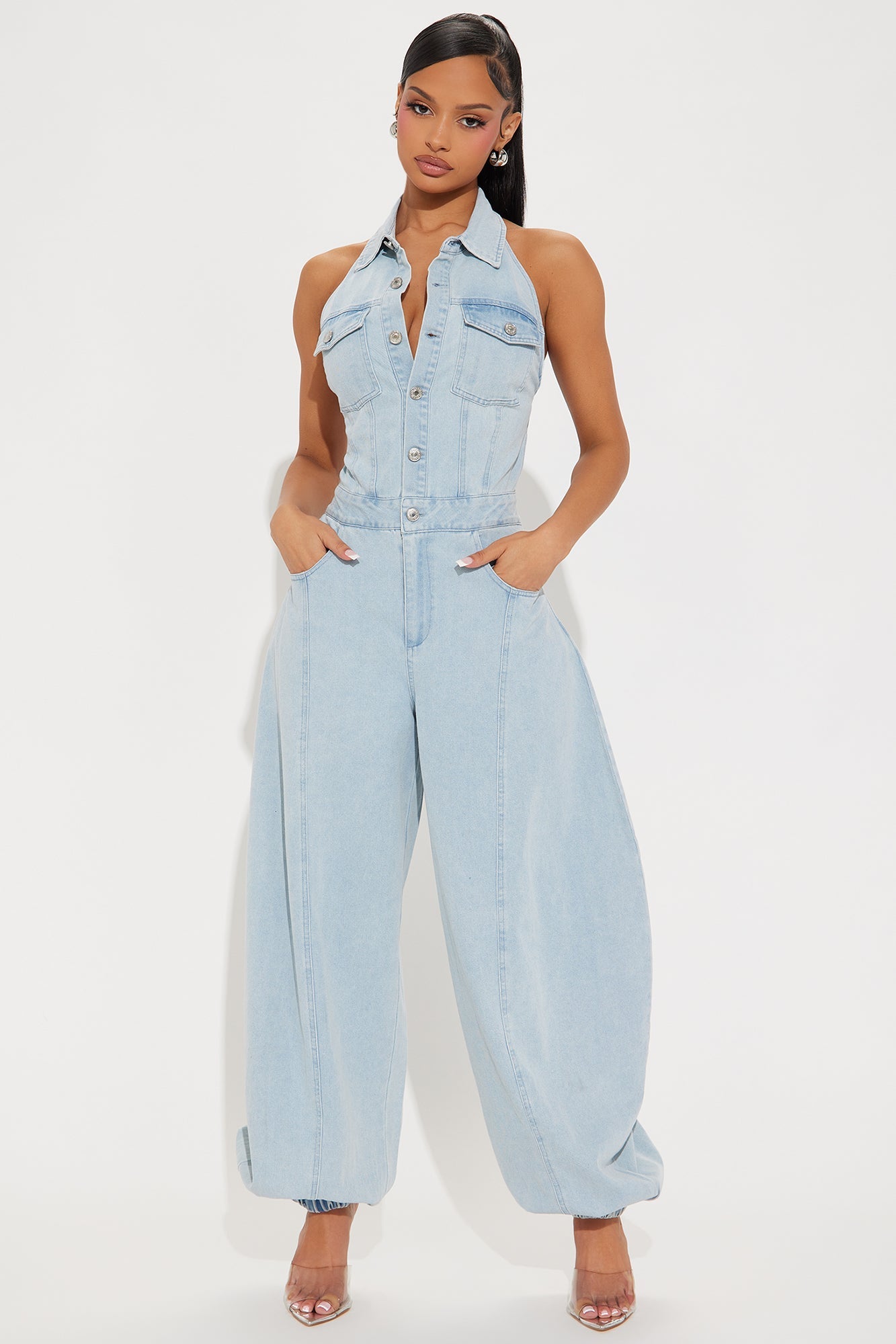 Downtown Girl Balloon Jumpsuit - Denim