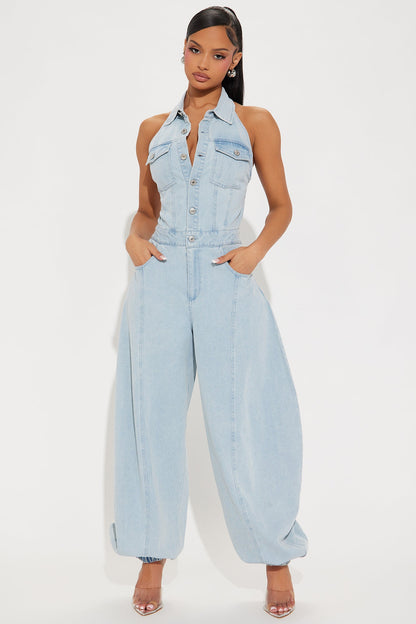 Downtown Girl Balloon Jumpsuit - Denim