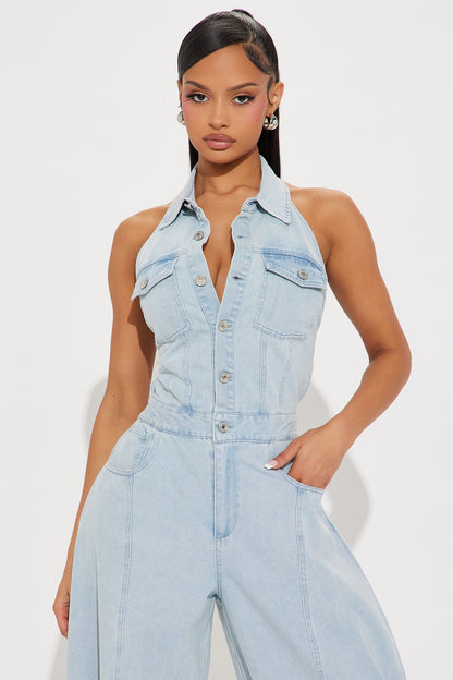 Downtown Girl Balloon Jumpsuit - Denim